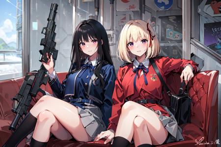 19423-1050357810-(masterpiece_1.2), best quality,pixiv,Chisato and Takina,_nishikigi chisato, inoue takina, multiple girls, gun, weapon, lycoris.png